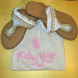 Ruby Yaya - White Beaded Sandals size: 37